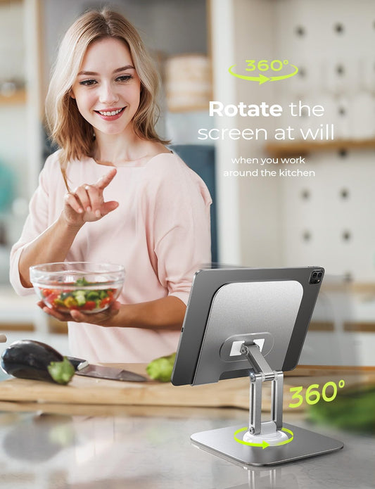 LISEN for iPad Stand for Desk,2025 Adjustable Tablet Stand Holder Metal iPad Holder Switch Mount,Desk Accessories for Women Men ipad Mount Kitchen Fits 4-12.9" Tablet/Monitor/Switch/iPhone/Kindle
