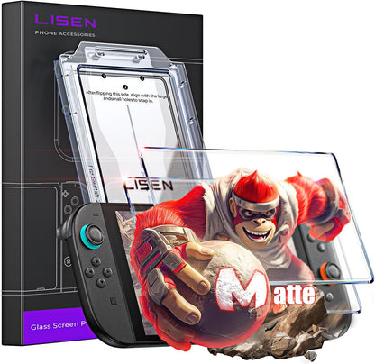LISEN 2 Pack Matte Nintendo Switch 2 Screen Protector Anti-Glare | Auto Alignment Kit | Tempered Glass | Longest Durable | Full Coverage | Switch 2 Accessories