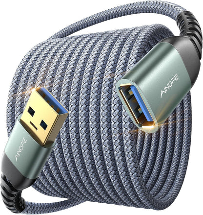 AINOPE USB Extension Cable,USB Extender,USB 3.0 Extension Cable, Male to Female Cord High Data Transfer Compatible with Webcam,USBKeyboard,Flash Drive,Hard Drive,Printer,10FT,Grey