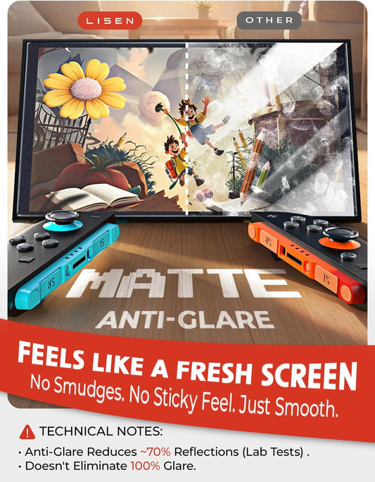 LISEN 2 Pack Matte Nintendo Switch 2 Screen Protector Anti-Glare | Auto Alignment Kit | Tempered Glass | Longest Durable | Full Coverage | Switch 2 Accessories