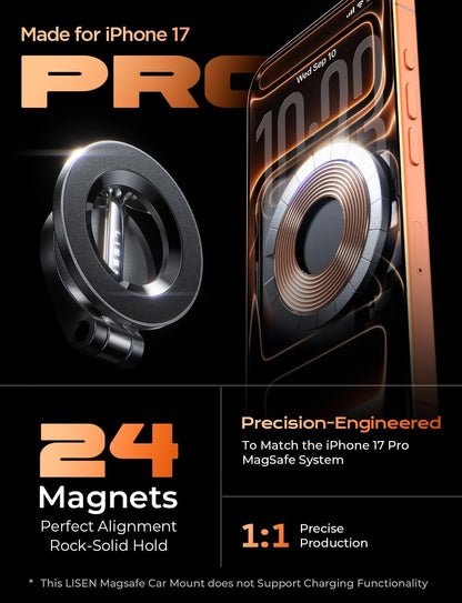 LISEN for MagSafe Car Mount for iPhone 17 PRO MAX, Extra Smal Ultra Magnetic Phone Holder for Car Dashboard, Car Phone Holder, Phone Holders for Your Car, Fit for iPhone17 Pro/Air/Max 16 15 14 13