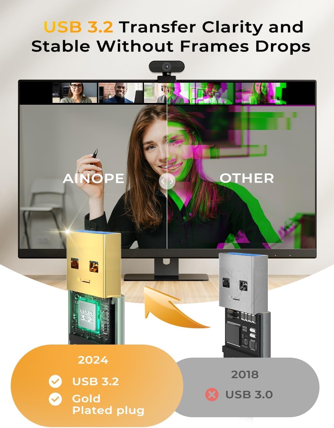 AINOPE USB Extension Cable,USB Extender,USB 3.0 Extension Cable, Male to Female Cord High Data Transfer Compatible with Webcam,USBKeyboard,Flash Drive,Hard Drive,Printer,10FT,Grey