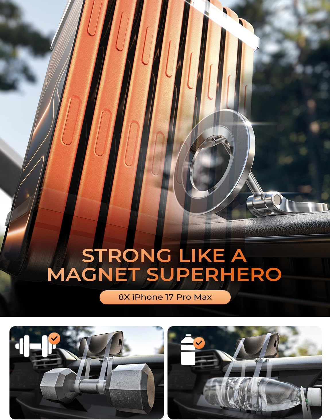 LISEN for MagSafe Car Mount for iPhone 17 PRO MAX, Extra Smal Ultra Magnetic Phone Holder for Car Dashboard, Car Phone Holder, Phone Holders for Your Car, Fit for iPhone17 Pro/Air/Max 16 15 14 13