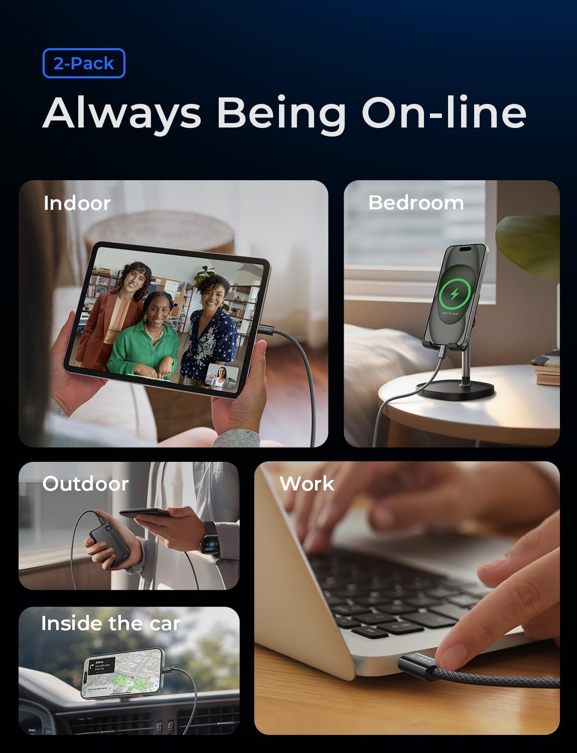 LISEN USB C to USB C Cable for iPhone 16 Charger Cord 240W Type C Charger Fast Charging Cord USB C Cable for iPhone 16e 15 17X iPad MacBook Air Pro Samsung Z Fold 7 Switch 2, 3.3ft+6.6ft/2 Pack/Black