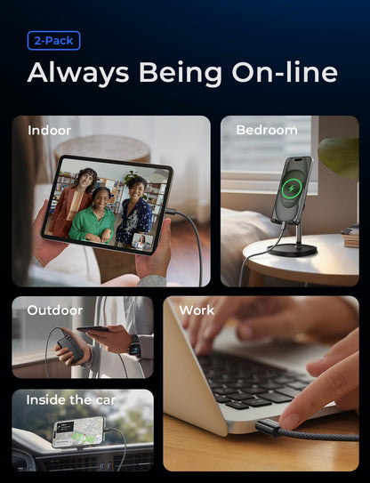 LISEN USB C to USB C Cable for iPhone 16 Charger Cord 240W Type C Charger Fast Charging Cord USB C Cable for iPhone 16e 15 17X iPad MacBook Air Pro Samsung Z Fold 7 Switch 2, 3.3ft+6.6ft/2 Pack/Black