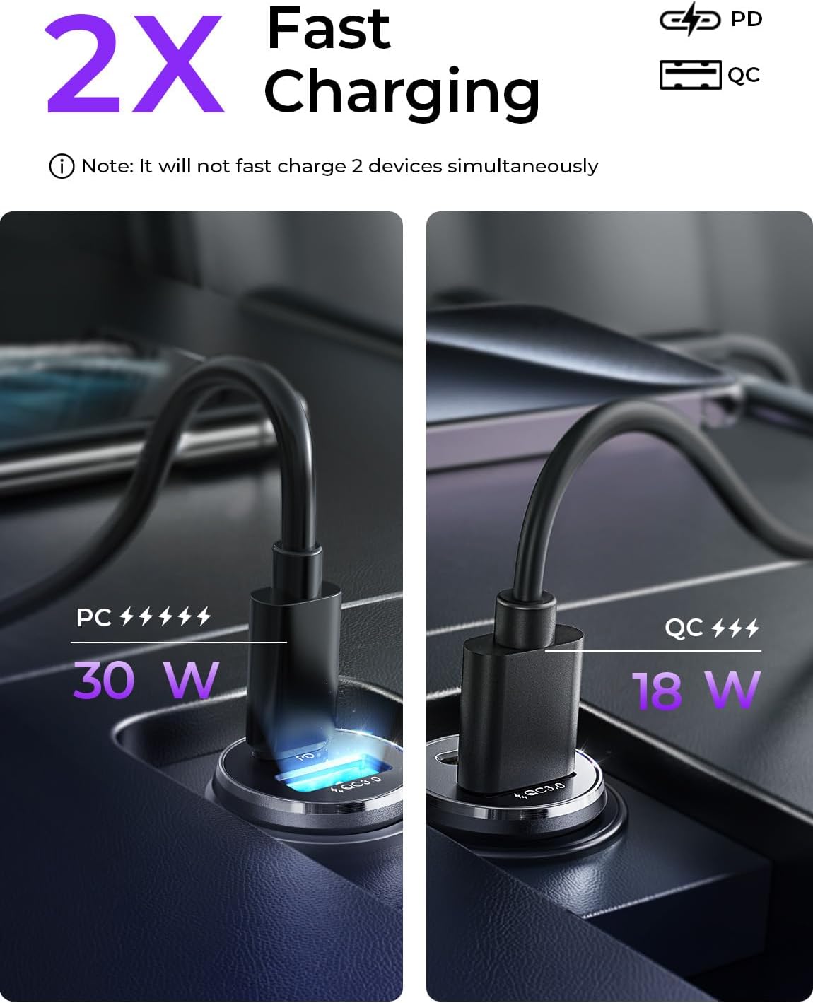 LISEN 54W Car Phone Charger USB C, Cigarette Lighter Adapter, Car Accessories for iPhone, USB C Car Charger Adapter USBC Type C 12v, for iPhone 17 Pro Max 16 15 14 13 12, Samsung Google iPad Andorid