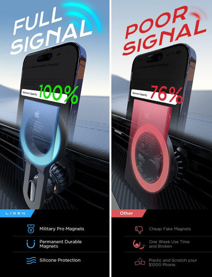 LISEN for iPhone 17 Pro Max Car Mount MagSafe Car Mount, Air Vent Phone Holder Car [Strong Magnetic] Hands Free Cell Phone Holder Strong Clip Car Accessories fit iPhone 16 15 14 13 Pro Plus Max