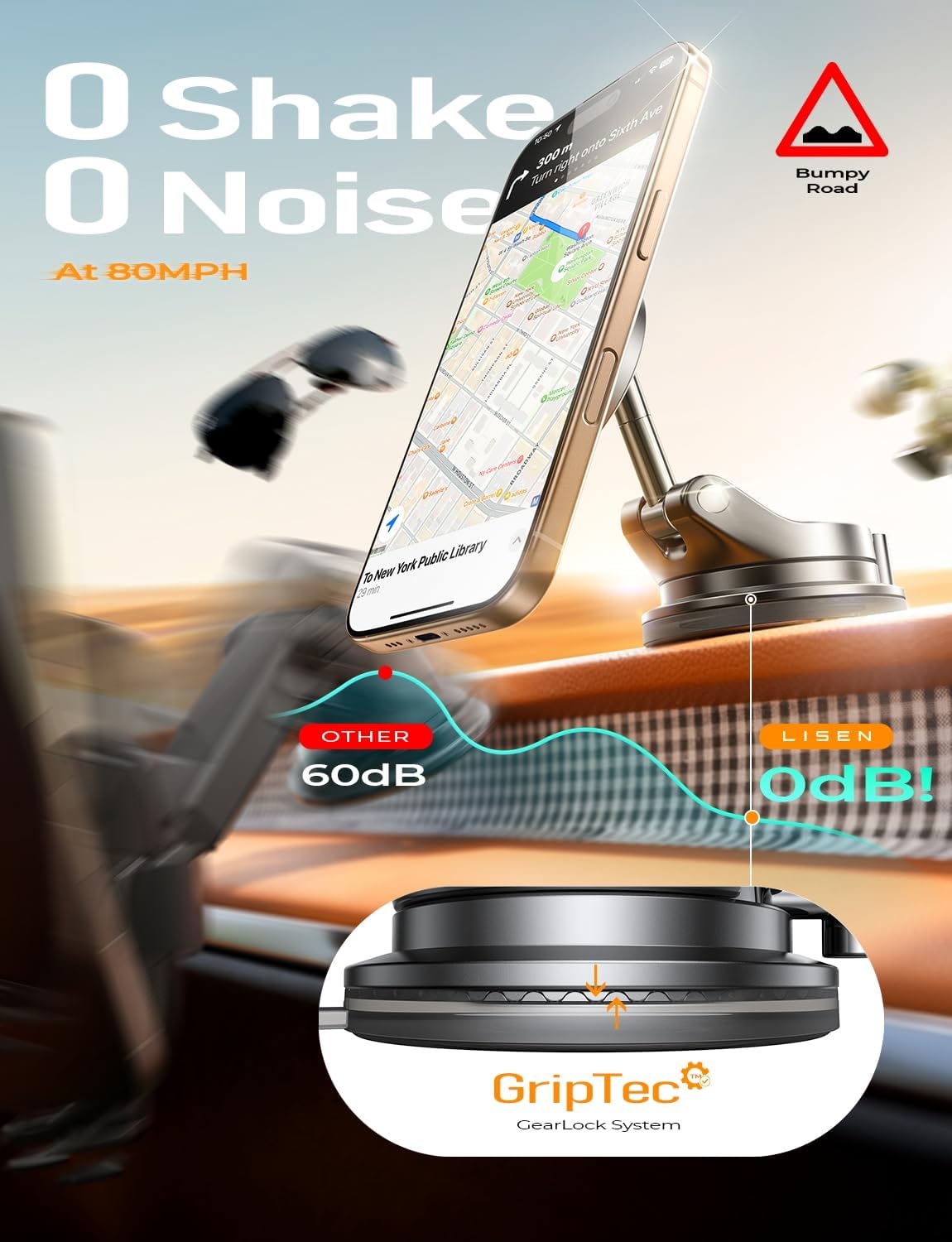 LISEN for iPhone 17 Pro Max Car Mount Vacuum MagSafe Car Mount, 360 Adjustable Suction Cup Magnetic Phone Holder, Garmin GPS for Windshield/Mirror/Kitchen/Gym for iPhone 17 16 15 14 Pro Max