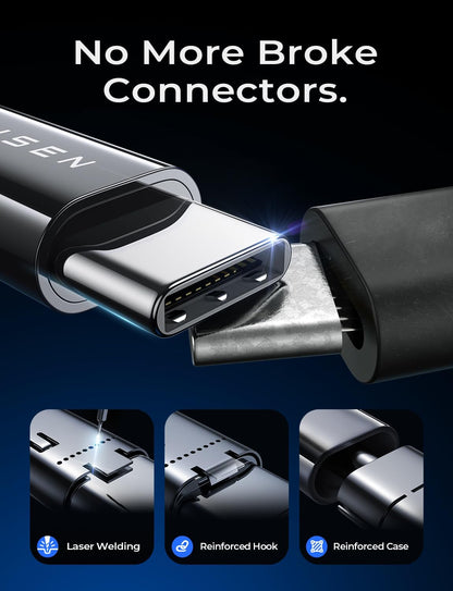 LISEN USB C to USB C Cable for iPhone 16 Charger Cord 240W Type C Charger Fast Charging Cord USB C Cable for iPhone 16e 15 17X iPad MacBook Air Pro Samsung Z Fold 7 Switch 2, 3.3ft+6.6ft/2 Pack/Black