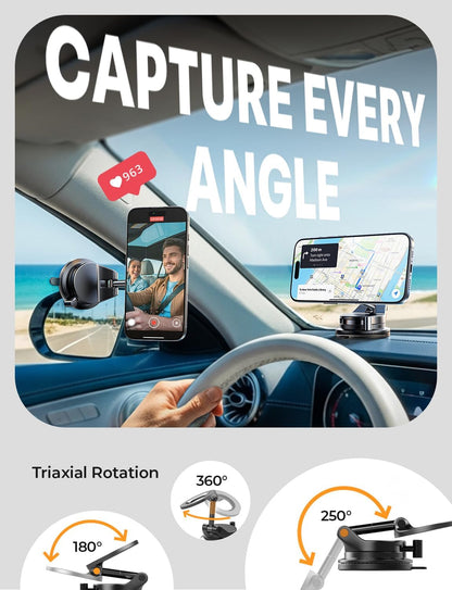 LISEN for iPhone 17 Pro Max Car Mount Vacuum MagSafe Car Mount, 360 Adjustable Suction Cup Magnetic Phone Holder, Garmin GPS for Windshield/Mirror/Kitchen/Gym for iPhone 17 16 15 14 Pro Max