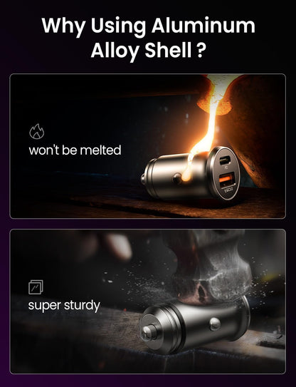 LISEN 54W Car Phone Charger USB C, Cigarette Lighter Adapter, Car Accessories for iPhone, USB C Car Charger Adapter USBC Type C 12v, for iPhone 17 Pro Max 16 15 14 13 12, Samsung Google iPad Andorid