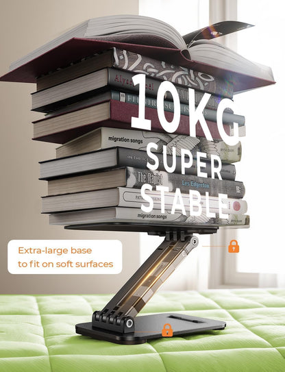 LISEN Tablet Stand for iPad Stand Holder Desk, Foldable Home Office Desk Accessories Travel for iPad Holder Dorm College Essentials Portable Monitor Fits Tabs Kindle iPhone 4-15.9" Black