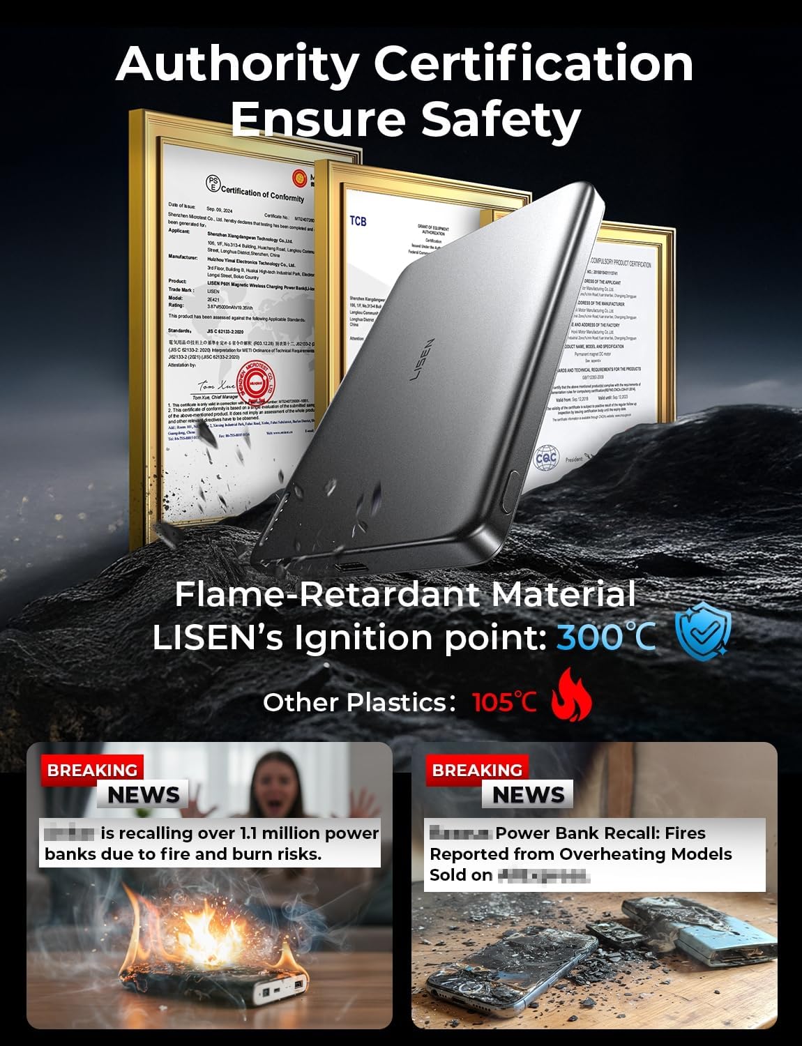 LISEN Ultra Slim MagSafe Portable Charger,5000mAh Wireless Card Slim MagSafe Battery Pack iPhone 17 Air Accessories,Magnetic Power Bank for iPhone 17 Pro Max Plus Air/16/15/14/13/12,Gifts for Men