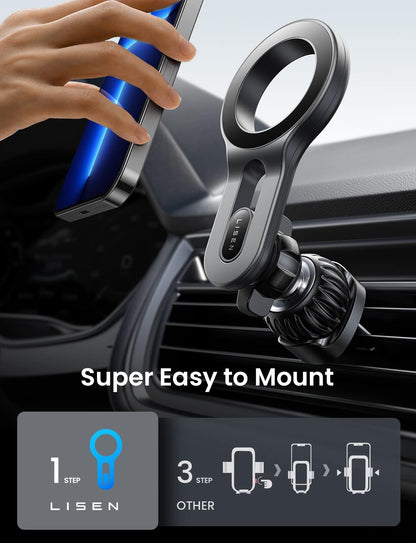 LISEN for iPhone 17 Pro Max Car Mount MagSafe Car Mount, Air Vent Phone Holder Car [Strong Magnetic] Hands Free Cell Phone Holder Strong Clip Car Accessories fit iPhone 16 15 14 13 Pro Plus Max