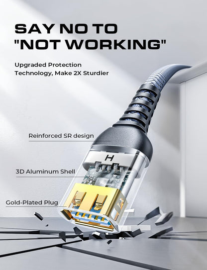 AINOPE 2 Pack USB Extensions Cable High Speed USB 3.0 Extension Cord Type A Male to Female Sturdy Braided Material Fast Data Transfer Compatible with USB Keyboard,Mouse,Flash Drive,Grey,6.6FT+6.6FT