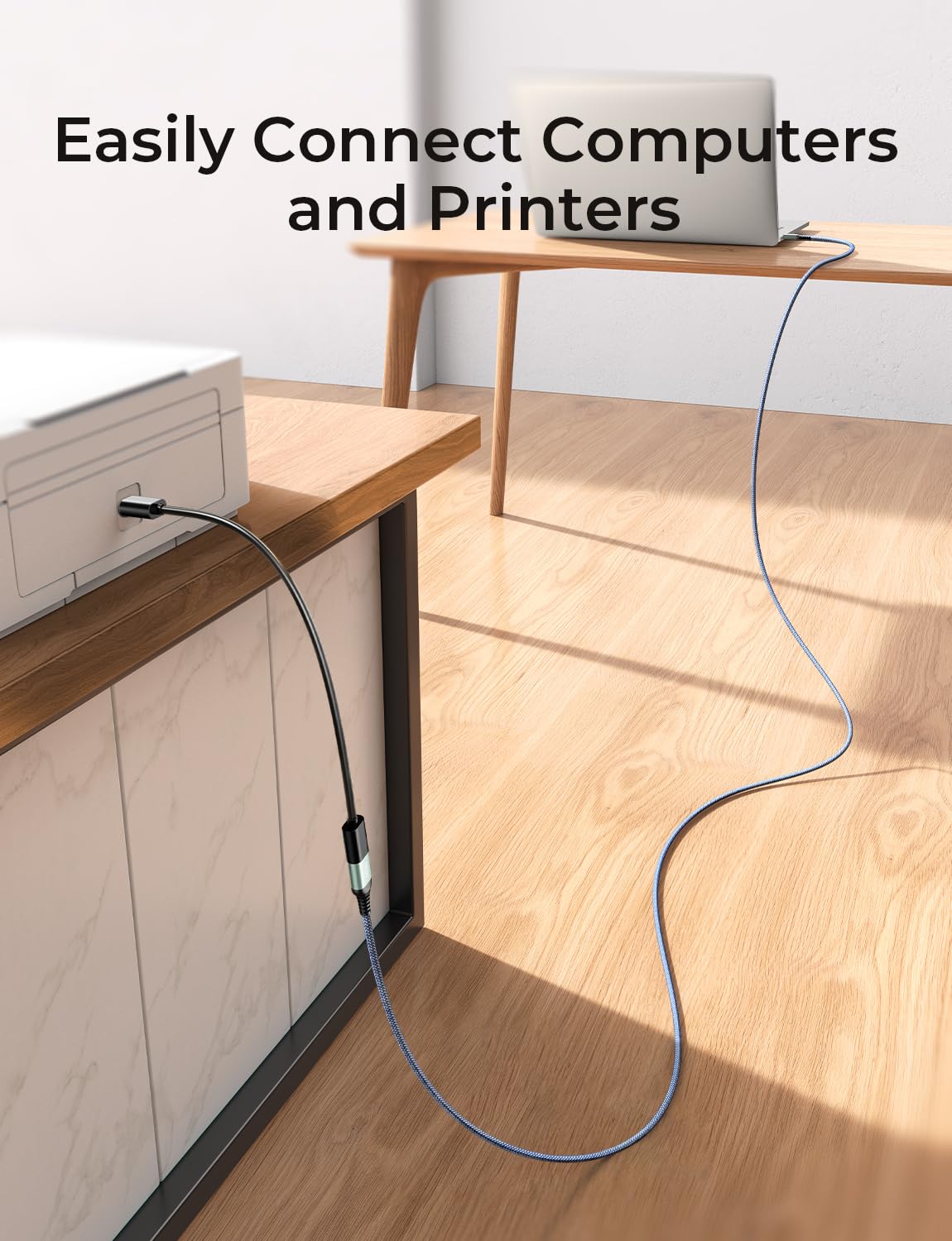 AINOPE 2 Pack USB Extensions Cable High Speed USB 3.0 Extension Cord Type A Male to Female Sturdy Braided Material Fast Data Transfer Compatible with USB Keyboard,Mouse,Flash Drive,Grey,6.6FT+6.6FT