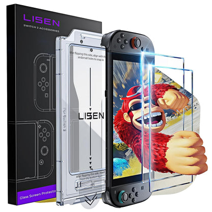 LISEN 2-Pack Screen Protector for Nintendo Switch 2 [2025 Upgrade] (ANTI-GLARE & Auto Alignment Kit) Tempered Glass, Accessories, Switch2 [Longest Durable] Full Coverage switch 2 HD Clear, 2 Pack