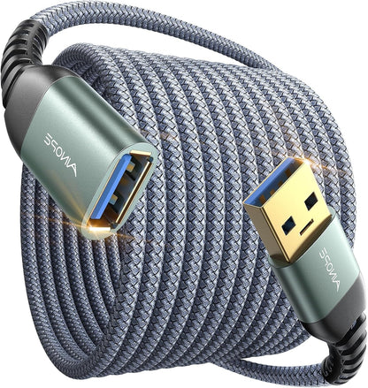 AINOPE USB Extension Cable,USB Extender,USB 3.0 Extension Cable, Male to Female Cord High Data Transfer Compatible with Webcam,USBKeyboard,Flash Drive,Hard Drive,Printer,10FT,Grey