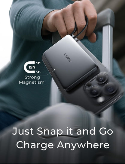 LISEN 0.5'' Ultra Slim MagSafe Power Bank for iPhone and Apple Watch,10000mAh MagSafe Battery Pack,Alloy Magnetic Portable Charger for iPhone 17 Air Pro Max Plus 16/15,Apple Watch S11 /S10/S9/SE