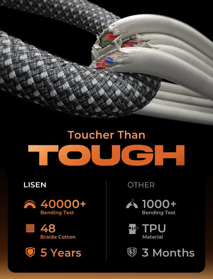 LISEN USB C Cable, 5-Pack [3.3/3.3/6.6/6.6/10FT] for iPhone 17 Charger Cord, 60W USB C to USB C Fast Charging Cable for iPhone 17 Air 16 15 Pro Max, Samsung Z Flip 7/S25/S24, Switch 2, iPad, MacBook