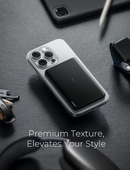 LISEN 0.3‘’ Ultra Slim MagSafe Portable Charger,5000mAh Wireless Card Slim MagSafe Battery Pack iPhone 17 Air Accessories,Magnetic Power Bank for iPhone 17 Pro Max Plus Air/16/15/14/13/12，Obsidian