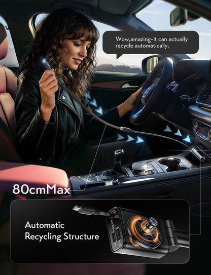 LISEN for iPhone 17 Pro Max Air Retractable Car Charger USB C Fast Charge, [Ultra-Mini, 60% Less Space] 57W Type C Car Phone Charger Adapter for iPhone 16e 16 15 Samsung S25 S24 Pixel Android