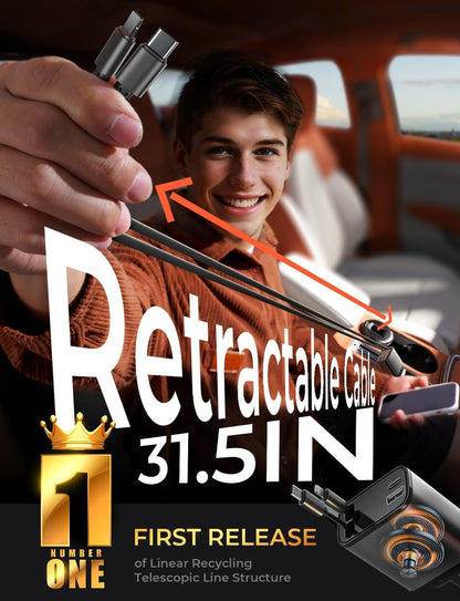 LISEN Retractable Car Charger for iPhone 17 Accessories, 69W USB C Car Adapter USB C Charger Fast Charging, Gifts for Women Men, Travel Essentials, for iPhone 17 Pro Max Air 16 15 14 13 12 Samsung S25