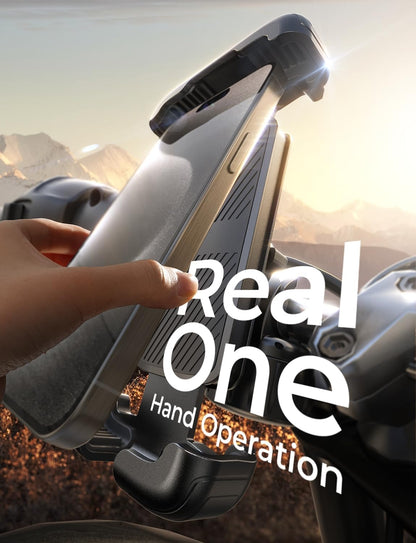 LISEN Motorcycle Phone Mount [2025 Upgrade] Bike Phone Mount- Motorcycle Handlebar Cell Phone Clamp, Scooter Phone Clip for iPhone 16 Pro Max/Plus, 15 Pro Max, S9 S10 and 4.7" to 6.8" Smartphones