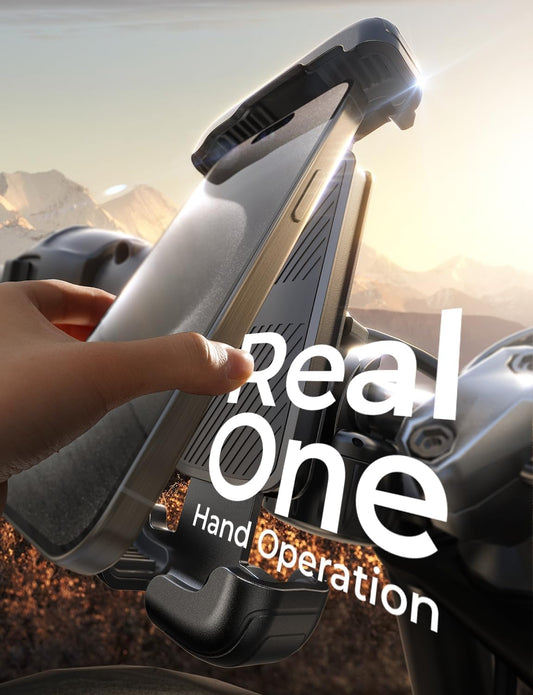 LISEN Motorcycle Phone Mount [2025 Upgrade] Bike Phone Mount- Motorcycle Handlebar Cell Phone Clamp, Scooter Phone Clip for iPhone 16 Pro Max/Plus, 15 Pro Max, S9 S10 and 4.7" to 6.8" Smartphones