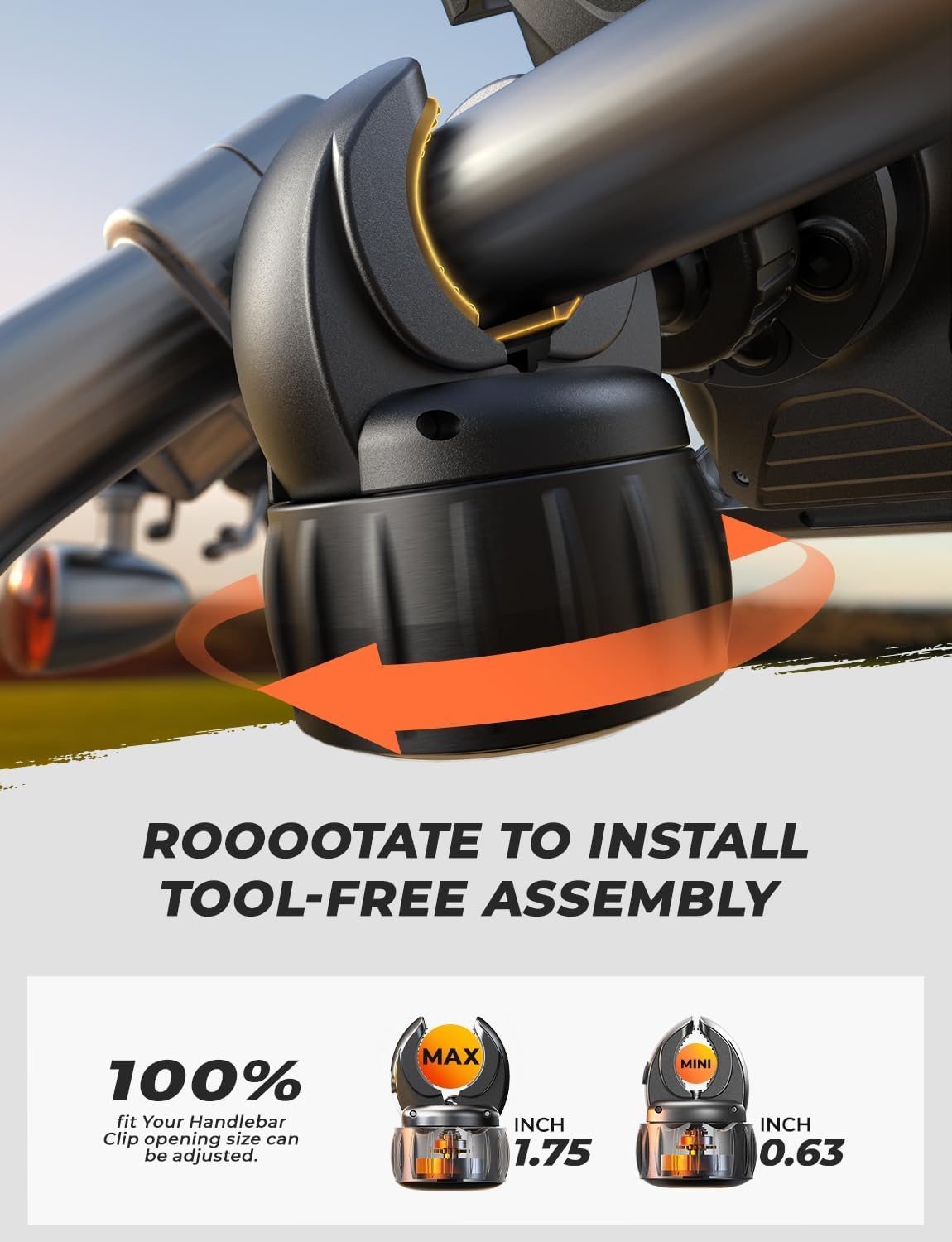 LISEN Motorcycle Phone Mount, [1s Quick Lock] [100mph Military Anti Shake], Dirt Bike Phone Holder, Electric Motorcycle Phone Holder Clamp for iPhone 17 16 15 Samsung Galaxy, All 4.6-7" Cell Phones