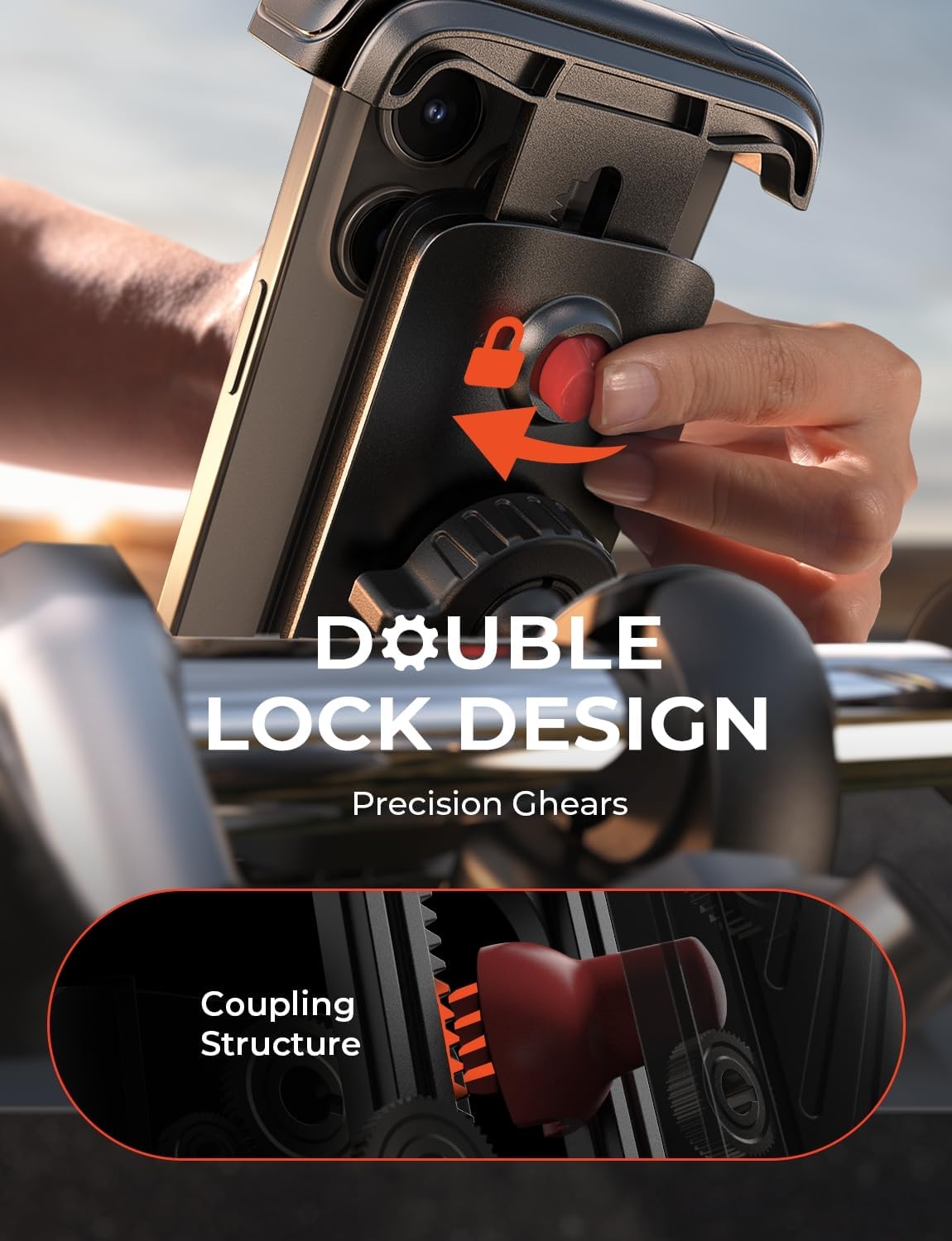 LISEN Motorcycle Phone Mount [2025 Upgrade] Bike Phone Mount- Motorcycle Handlebar Cell Phone Clamp, Scooter Phone Clip for iPhone 16 Pro Max/Plus, 15 Pro Max, S9 S10 and 4.7" to 6.8" Smartphones