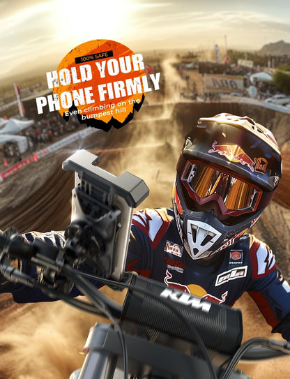 LISEN Motorcycle Phone Mount, [1s Quick Lock] [100mph Military Anti Shake], Dirt Bike Phone Holder, Electric Motorcycle Phone Holder Clamp for iPhone 17 16 15 Samsung Galaxy, All 4.6-7" Cell Phones