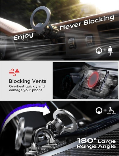 LISEN for MagSafe Car Mount Magnetic Car Phone Holder [95% Increase Magnetism] for iPhone 17 Your Car Accessories for Men Truck 360 Vent Phone Mount for Garmin GPS Fit iPhone 17 Pro Max Air 16 15